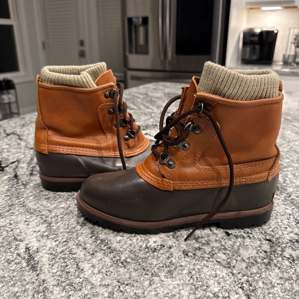 Women's Vintage Eddie Bauer Sz 7 duck boot lace‎ up Leather & Rubber R015-1482